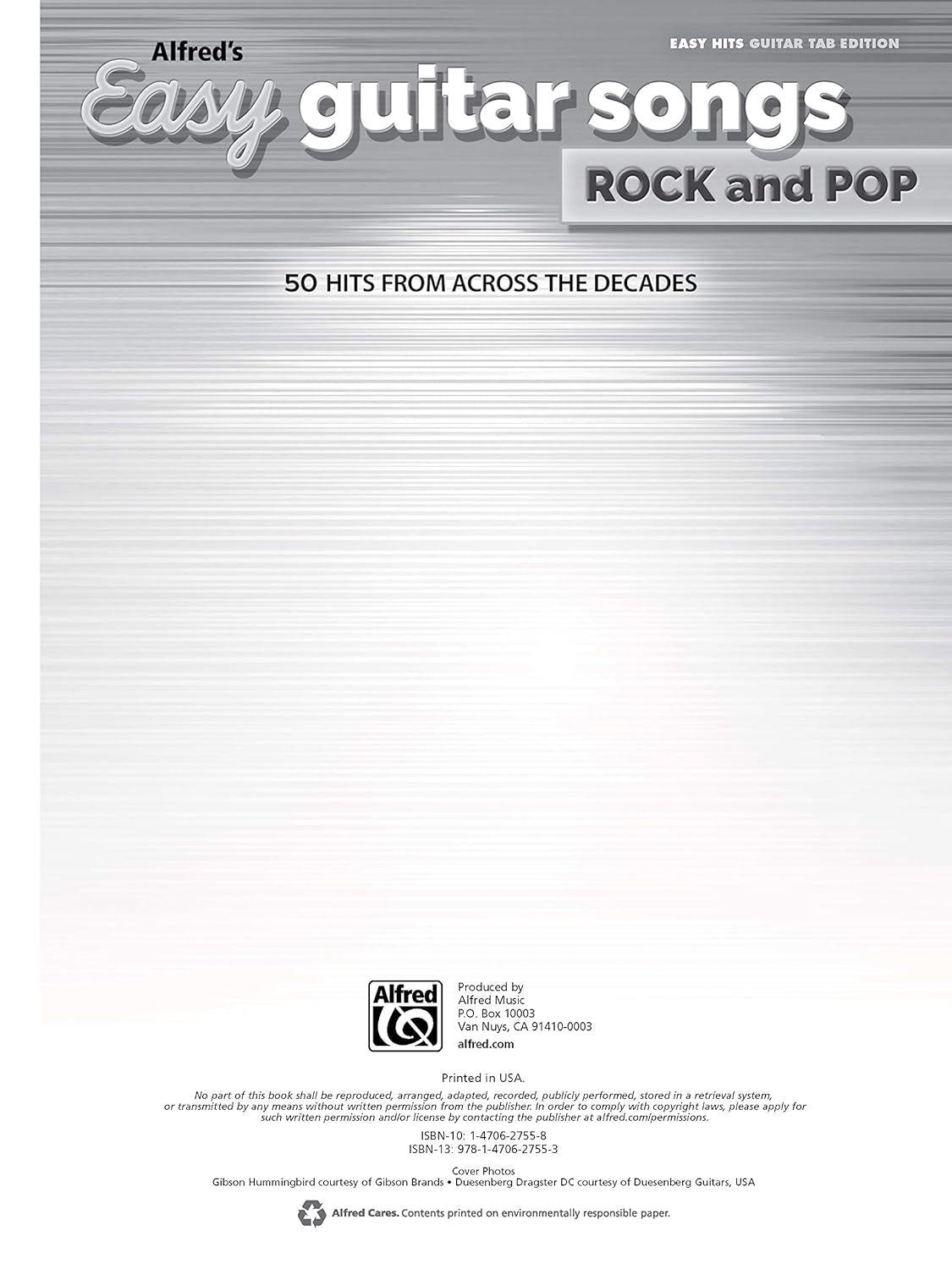 Alfred'S Easy Guitar Songs -- Rock & Pop: 50 Hits from across the Decades