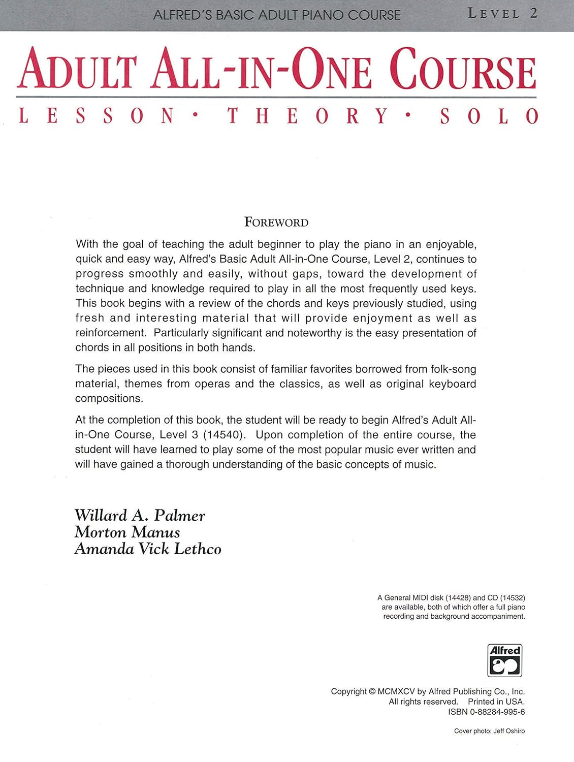 Adult All-In-One Course: Alfred'S Basic Adult Piano Course, Level 2