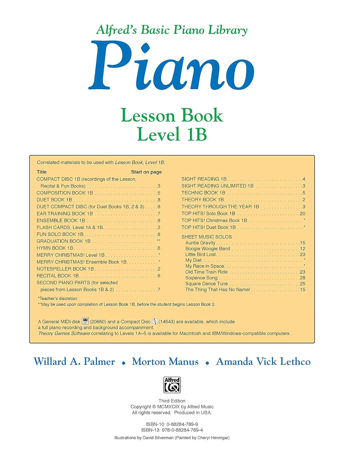 Alfred'S Basic Piano Library Lesson Book, Bk 1B (Alfred'S Basic Piano Library, Bk 1B)