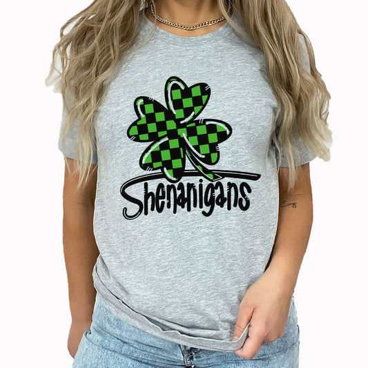 Shenanigans Graphic Tee | Checkered | Clover | Shenanigans | Lucky | St Patrick's Day