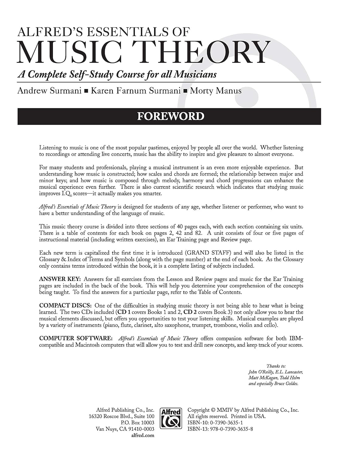 Alfred'S Essentials of Music Theory: a Complete Self-Study Course for All Musicians (Book & 2 Cds)