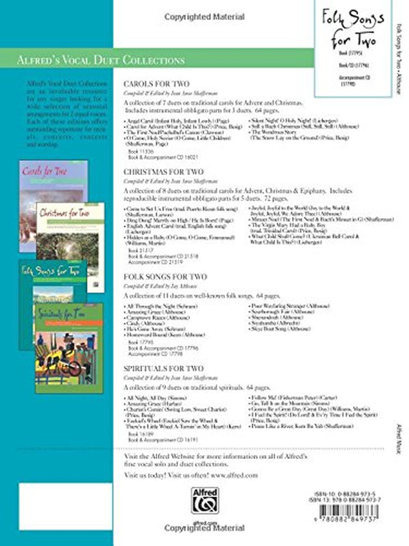 Folk Songs for Two: 11 Folk Songs Arranged for Two Voices and Piano . . . for Recitals, Concerts, and Contests (For Two Series)