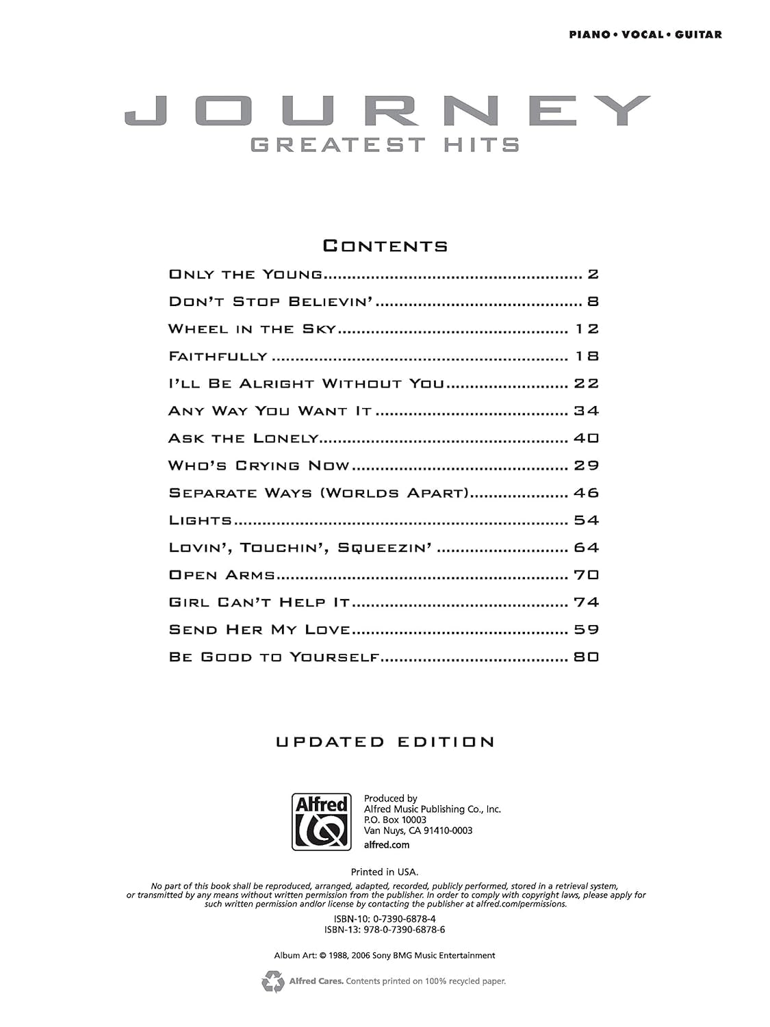 Journey -- Greatest Hits: Piano/Vocal/Guitar