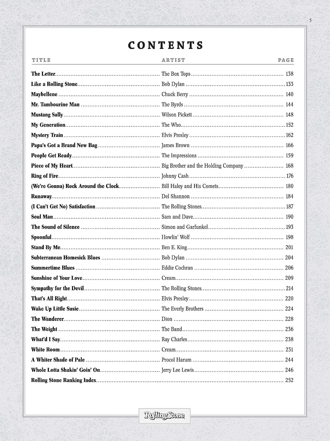 Selections from Rolling Stone Magazine'S 500 Greatest Songs of All Time: Early Rock to the Late '60S (Easy Guitar TAB)