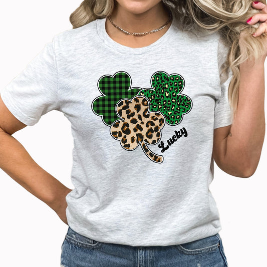 Lucky Clovers Graphic Tee | St Patrick's Day | Leopard Print | Shamrocks | Lucky Day | Don't Pinch Me