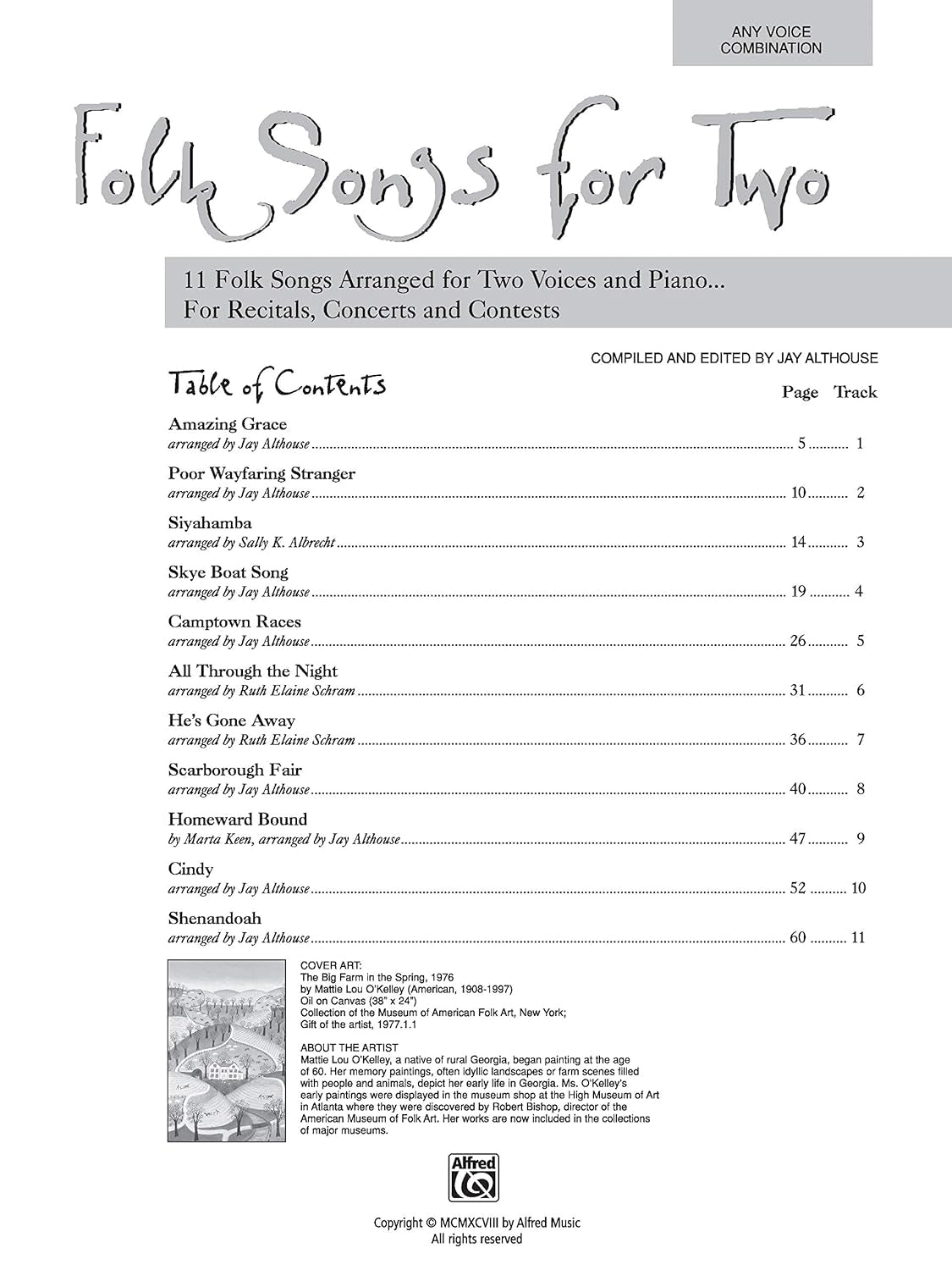 Folk Songs for Two: 11 Folk Songs Arranged for Two Voices and Piano . . . for Recitals, Concerts, and Contests (For Two Series)