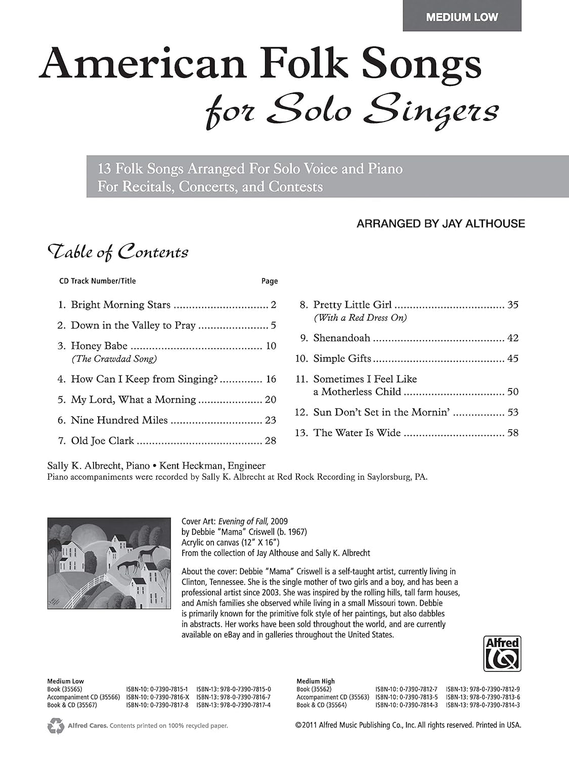 American Folk Songs for Solo Singers: Medium Low Voice (Book & CD)