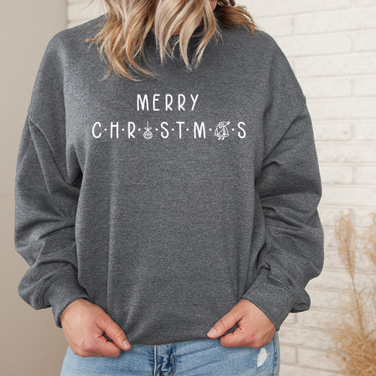 Merry Christmas Simplistic Graphic Comfy Sweatshirt | Warm Fleece Lined | Soft | Holiday | Jolly | Christmas Season | Ornament | Santa