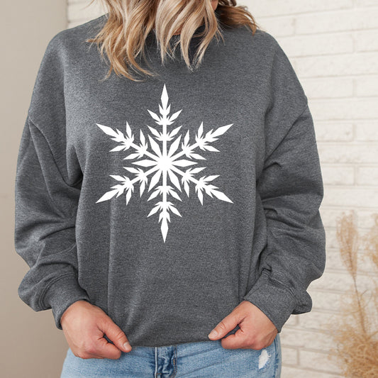 Winter Snowflake Graphic Sweatshirt | Comfy Fleece Lined | Soft | Snow | Winter | Sowing | Flakes | Cold Outside | Snowman