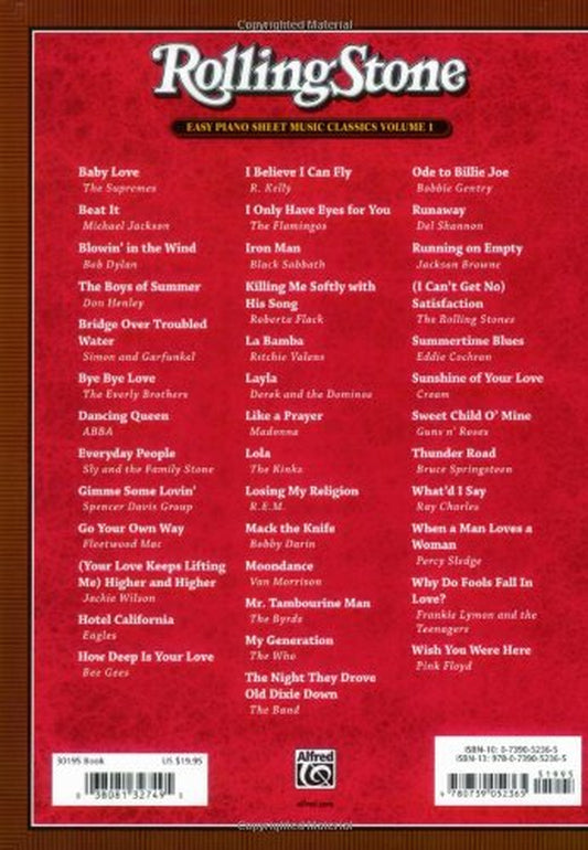 Rolling Stone Easy Piano Sheet Music Classics, Vol 1: 39 Selections from the 500 Greatest Songs of All Time (<I>Rolling Stone</I>(R) Easy Piano Sheet Music Classics)