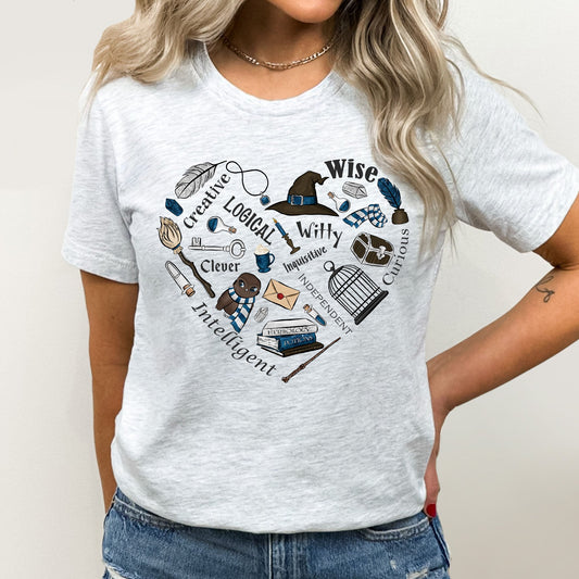 Wizard Blue Heart Graphic Tee | Wizard World | Owl | Wand | Magic | Witty | Wise | Intelligent