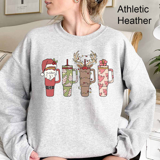 Christmas Stanley Cups Comfy Sweatshirt | Holiday Cups | Santa | Snack Cake | Reindeer | Trendy | Favorite Cup | Christmas