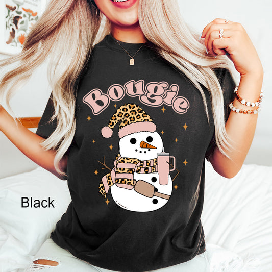 Bougie Snowman Comfort Colors Tee | Favorite Cup | Cross Body Bag | Leopard Print | Christmas | Holiday Season | WInter