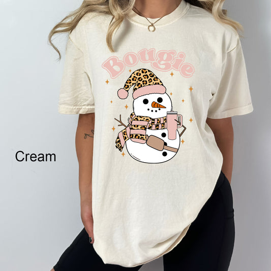 Bougie Snowman Comfort Colors Tee | Favorite Cup | Cross Body Bag | Leopard Print | Christmas | Holiday Season | WInter