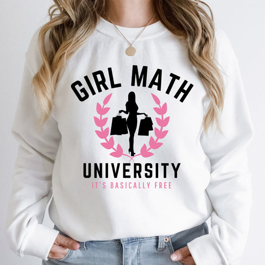 Girl Math University Comfy Sweatshirt | It's Basically Free | Sale | Trendy Videos | Warm Fleece Lined | Everyday Comfort