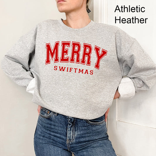 Merry Swiftmas Comfy Sweatshirt | Taylor | Christmas | Trendy Music | Concert Tour | Red | Merry | Warm Fleece Lined