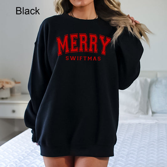 Merry Swiftmas Comfy Sweatshirt | Taylor | Christmas | Trendy Music | Concert Tour | Red | Merry | Warm Fleece Lined