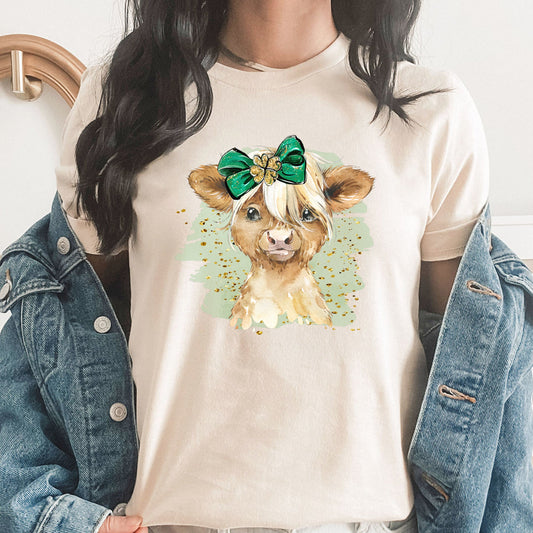 Lucky Calf Graphic Tee | Baby Cow | St Patrick's Day | Lucky Barnyard Animal | Lucky Green  | Cute Animal