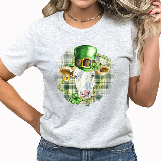 Lucky Cow Graphic Tee | Lucky Animal | Barnyard | St Patrick's Day | Cute Cow | Lucky Clover