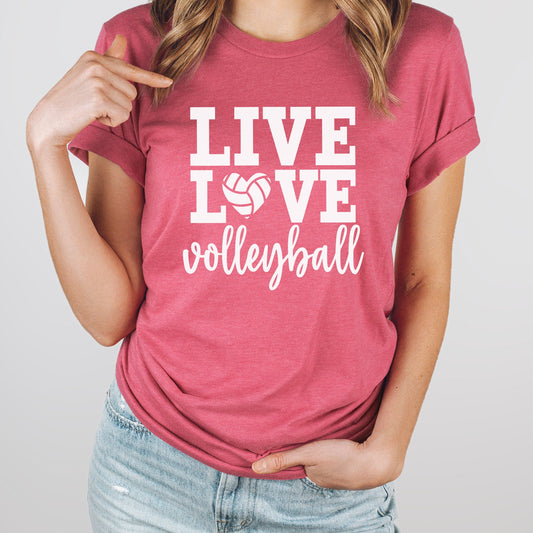 Live Love Volleyball Graphic Tee | Distressed | Volleyball Mom | Volleyball | Sports Mom | Volleyball Love