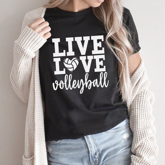 Live Love Volleyball Graphic Tee | Distressed | Volleyball Mom | Volleyball | Sports Mom | Volleyball Love