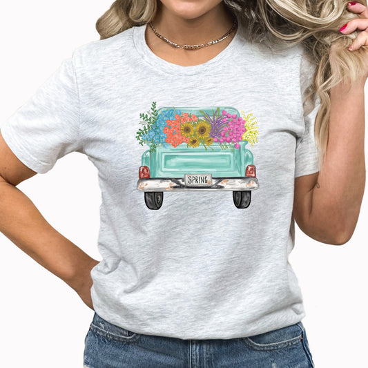 Spring Truck Floral Graphic Tee | Flower | Bouquet | Vintage Truck