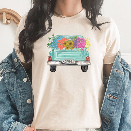 Spring Truck Floral Graphic Tee | Flower | Bouquet | Vintage Truck