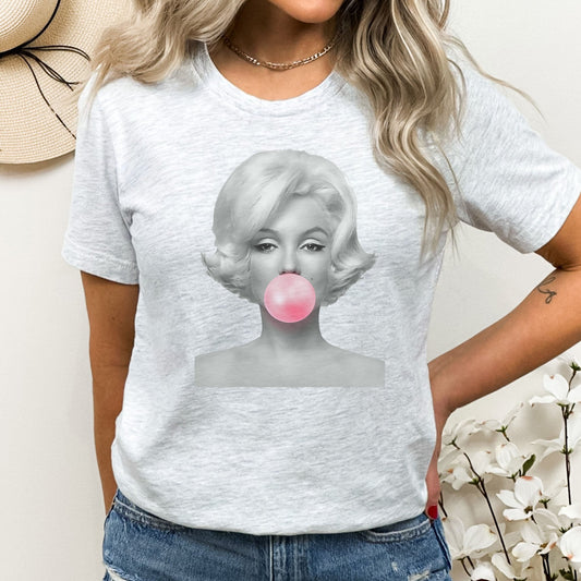 Marilyn Bubble Gum Graphic Tee | Hollywood Star | Beauty Mark | Pink | Famous | Retro | Movie Star | Actress