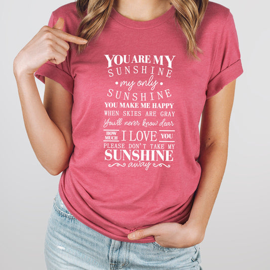 You Are My Sunshine Graphic Tee | Mama Song | Nursery Rhyme | Bedtime | Sunshine | You Are My Sunshine | Mama | Mom | Mom Life