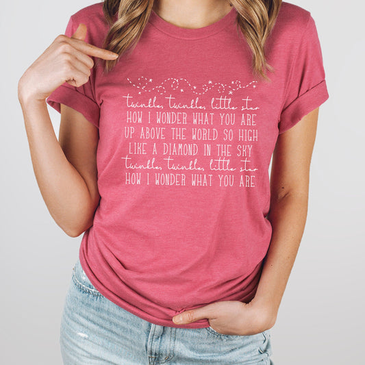 Twinkle Twinkle Graphic Tee | Mama Song | Mother | Lullaby | Nursery Rhyme | Twinkle Twinkle Little Star | Mom Life