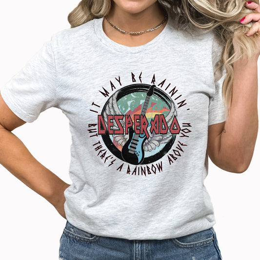 Desperado Graphic Tee | Music Lyrics | Music | Songs | Desperado | Guitar | It May Be Raining | Distressed