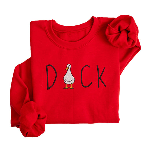 Duck Embroidered Sweatshirt | Fleece Lined Pullover | Funny Duck | Silly | Animal | Stitched | Trendy