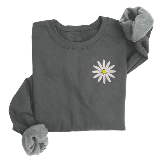 Daisy Embroidered Sweatshirt | Flower | Fleece Line Pullover | Spring | Stitched | Floral | Summer