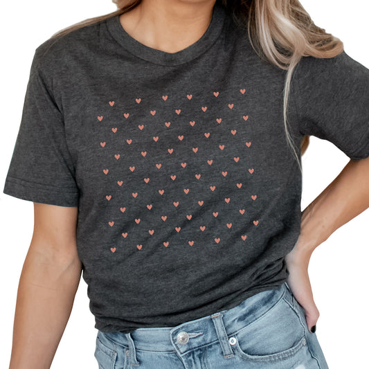 Heart Grid Polkadot Valentines Graphic Tee | Hearts | Love | Valentine's Day | V-Day | Galentines | Pink | Romance | Sweetheart | Cute | Layering Tee