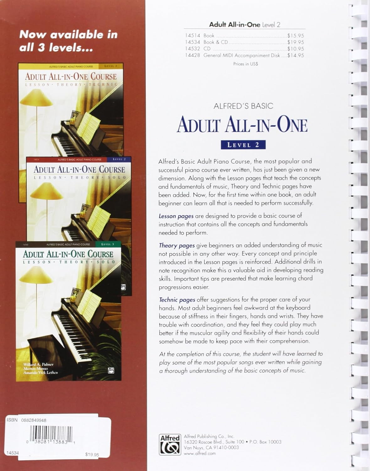 Alfred'S Basic Adult Piano Course, All-In-One, Level 2 W/Cd [STUDENT EDITION] (Alfred'S Basic Adult Piano Course, Bk 2)