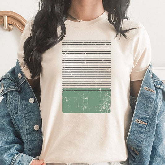 Sage Green Block Graphic Tee | Abstract Block Design