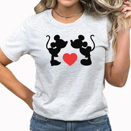 Kissing Characters Graphic Tee | Theme Park | Disney | Mickey Mouse | Minnie Mouse | Heart | Kissing