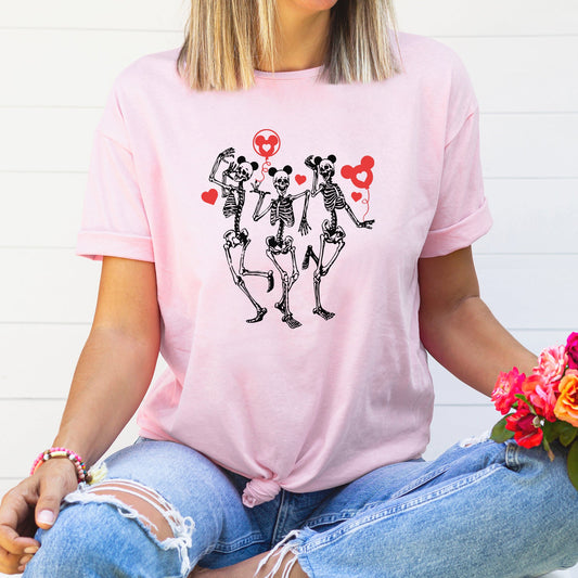 Valentine Skeletons Graphic Tee | Theme Park | Disney | Skeleton | Mouse Ears | Mickey | Valentine | Heart