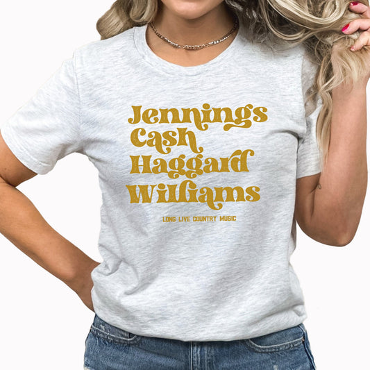 Jennings Cash Etc Graphic Tee | Country Music | Western | Cowboy | Lyrics | Long Live Country Music