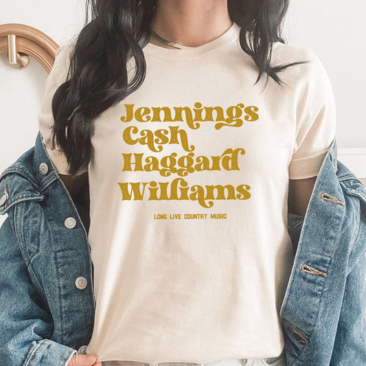 Jennings Cash Etc Graphic Tee | Country Music | Western | Cowboy | Lyrics | Long Live Country Music