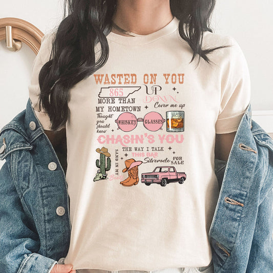 Wasted On You Graphic Tee | Morgan Wallen | Country Music | Western | Cowboy | Cowboy Boots | Lyrics
