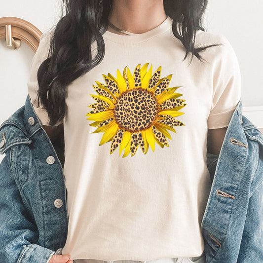 Single Sunflower Graphic Tee | Summer Flowers | Floral | Summer | Leopard Print