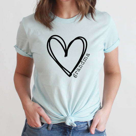 Grandma Heart Graphic Tee | Grandmother | Family | Mother's Day Gift | Mama | Mother | Grandma