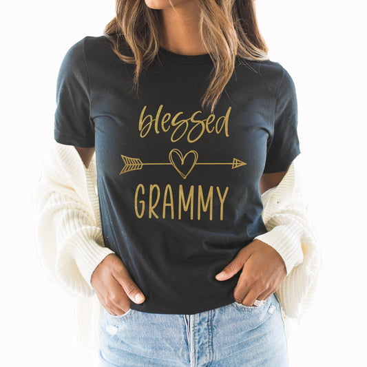 Blessed Grammy Graphic Tee | Heart | Arrow | Blessed | Grandma | Grandmother | Gold Print | Mother's day Gift