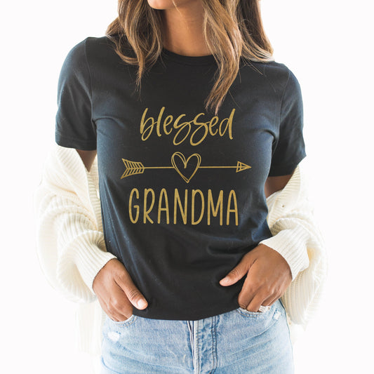 Blessed Grandma Graphic Tee | Grandma | Grandmother | Blessed | Heart | Arrow | Gold Print | Mother's day Gift