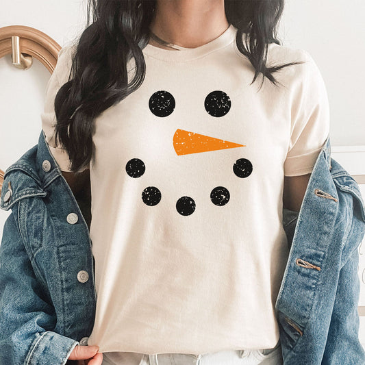 Snowman Christmas Character Graphic Tee | Winter Wonderland | Carrot Nose | Snow | Cold | Frosty | Snowflake | Layering Tee