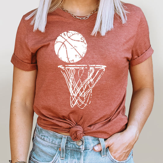 Distressed Basketball Hoop Graphic Tee | Sports Game | Hoops | Team | Game Day | Basketball Mom | Shoot Hoops | Play Ball