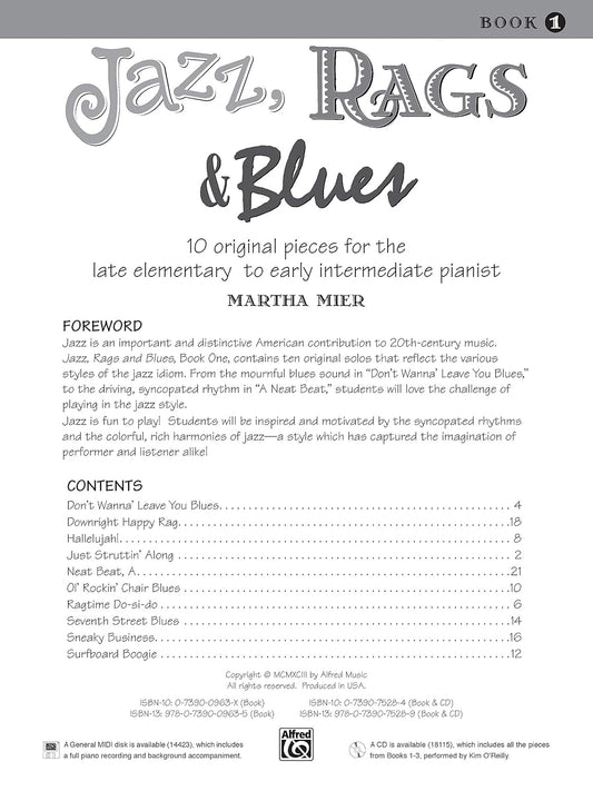 Jazz, Rags & Blues Book 1(Alfred'S Basic Piano Library)