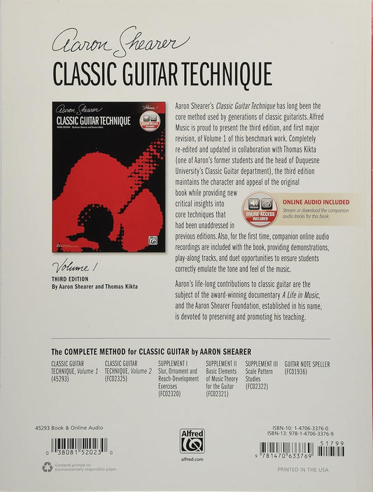 Classic Guitar Technique, Vol 1: Book & Online Audio (Shearer Series, Vol 1)
